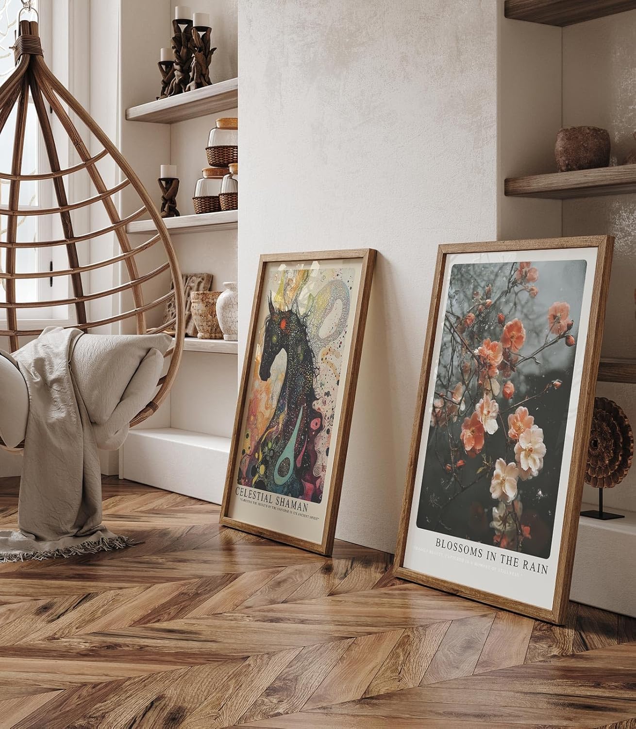 Paul Sinus Leinwandbild 60x90cm Blossoms in the Rain Leinwandbild zarte Blüten im Regen auf dunklem Hintergrund poetische Naturkunst