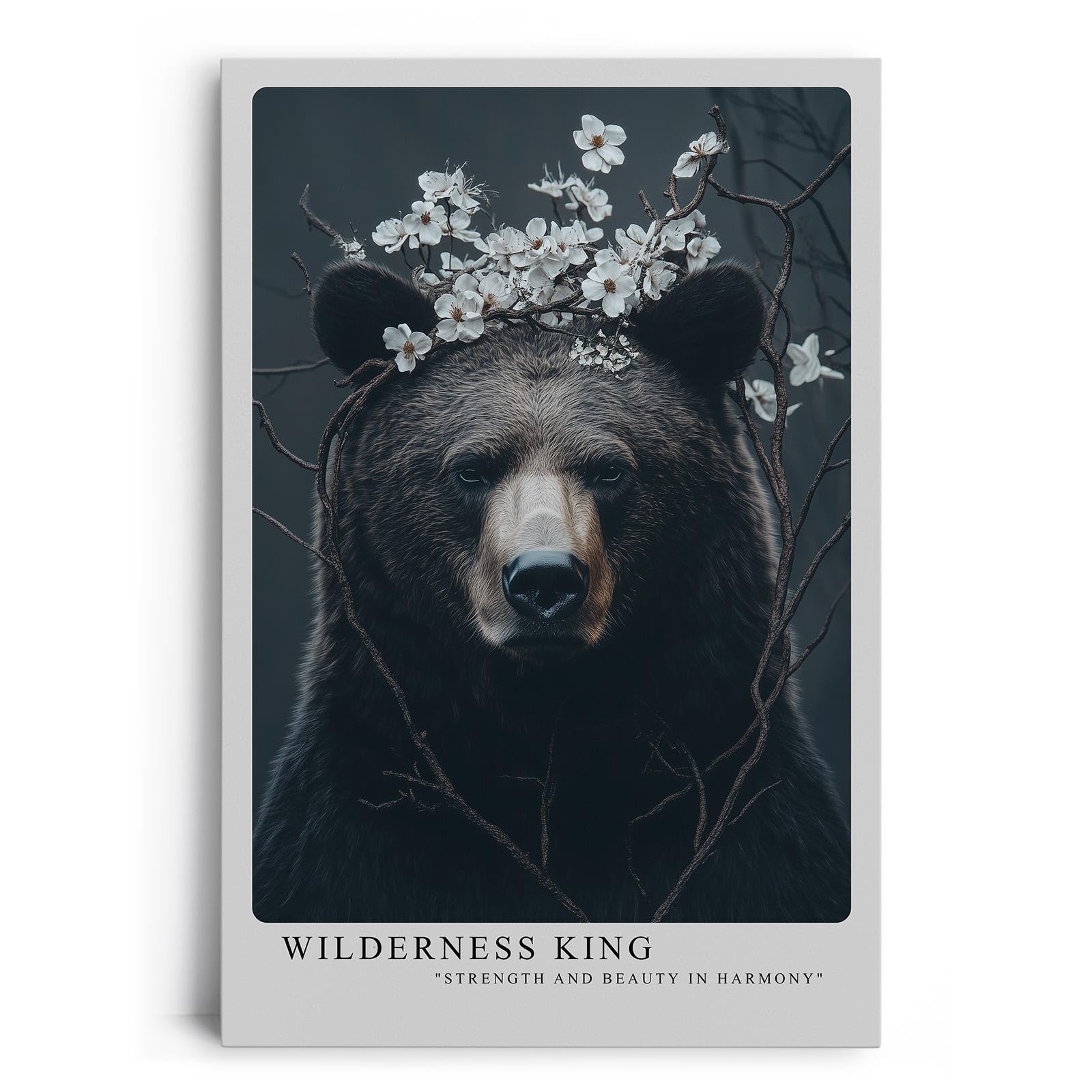 Paul Sinus Leinwandbild 40x60cm Blühender Bär majestätisch mystisch harmonisch Naturverbundenheit surreal kunstvolle Wandkunst sanfte Farben