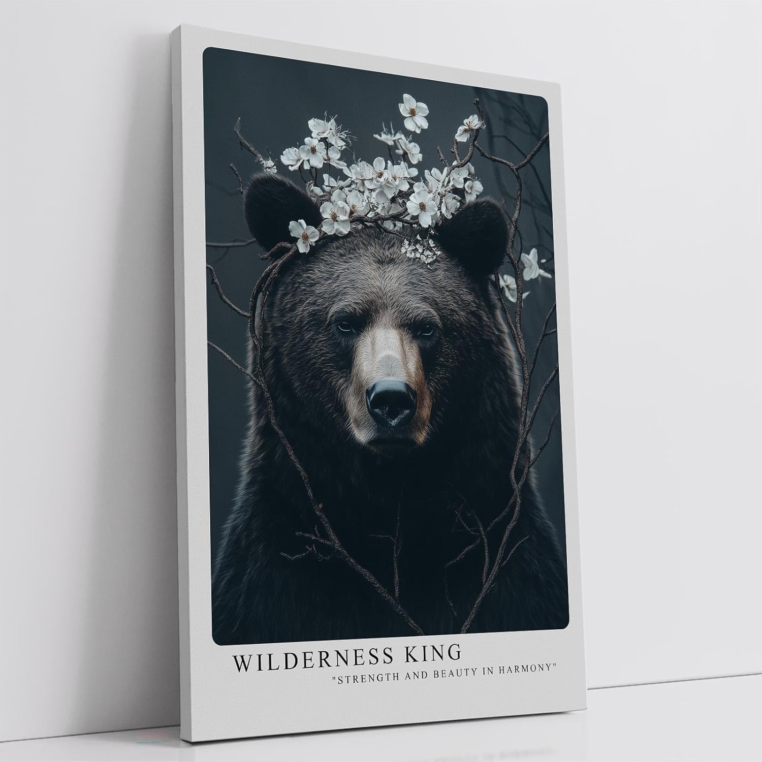 Paul Sinus Leinwandbild 40x60cm Blühender Bär majestätisch mystisch harmonisch Naturverbundenheit surreal kunstvolle Wandkunst sanfte Farben