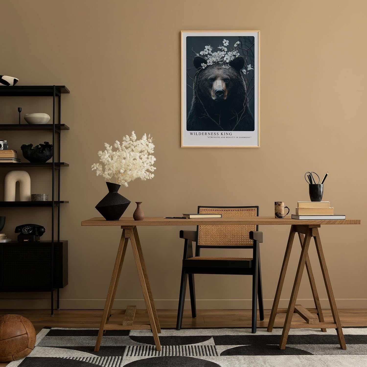 Paul Sinus Leinwandbild 40x60cm Blühender Bär majestätisch mystisch harmonisch Naturverbundenheit surreal kunstvolle Wandkunst sanfte Farben