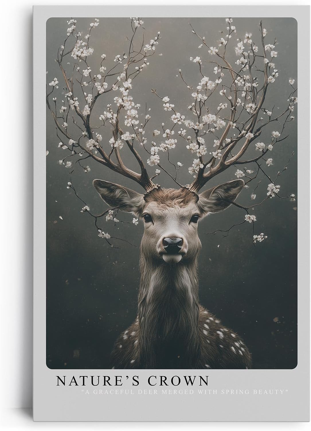 Paul Sinus Leinwandbild 60x90cm Blühender Hirsch majestätisch mystisch harmonisch Naturverbundenheit surreal kunstvolle Wandkunst sanfte Farben