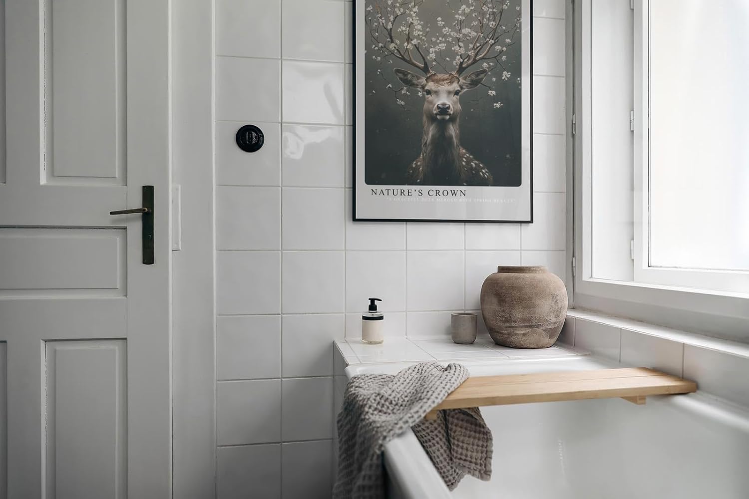 Paul Sinus Leinwandbild 60x90cm Blühender Hirsch majestätisch mystisch harmonisch Naturverbundenheit surreal kunstvolle Wandkunst sanfte Farben