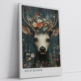 Paul Sinus Leinwandbild 80x120cm Blühender Hirsch mystisch surreal elegant Naturverbundenheit kunstvolle Wandkunst faszinierend tiefe Farben harmonisch