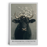 Paul Sinus Leinwandbild 80x120cm Blühender Stier kraftvoll mystisch elegant Naturverbundenheit surreal kunstvolle Wandkunst harmonisch faszinierend