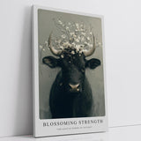 Paul Sinus Leinwandbild 80x120cm Blühender Stier kraftvoll mystisch elegant Naturverbundenheit surreal kunstvolle Wandkunst harmonisch faszinierend