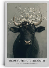 Paul Sinus Leinwandbild 80x120cm Blühender Stier kraftvoll mystisch elegant Naturverbundenheit surreal kunstvolle Wandkunst harmonisch faszinierend