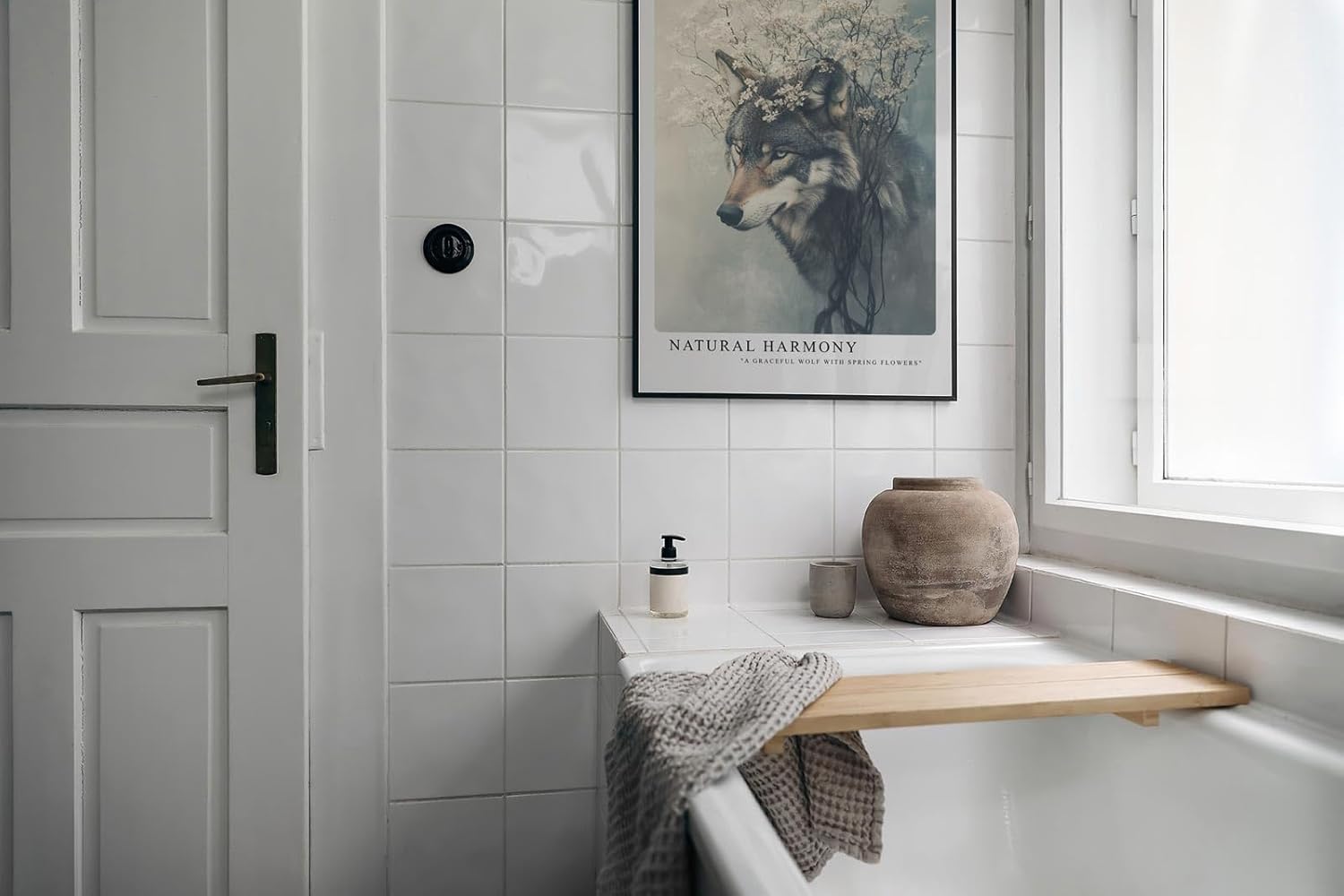 Paul Sinus Leinwandbild 80x120cm Blühender Wolf elegant mystisch harmonisch Naturverbundenheit surreal kunstvolle Wandkunst sanfte Farben faszinierend