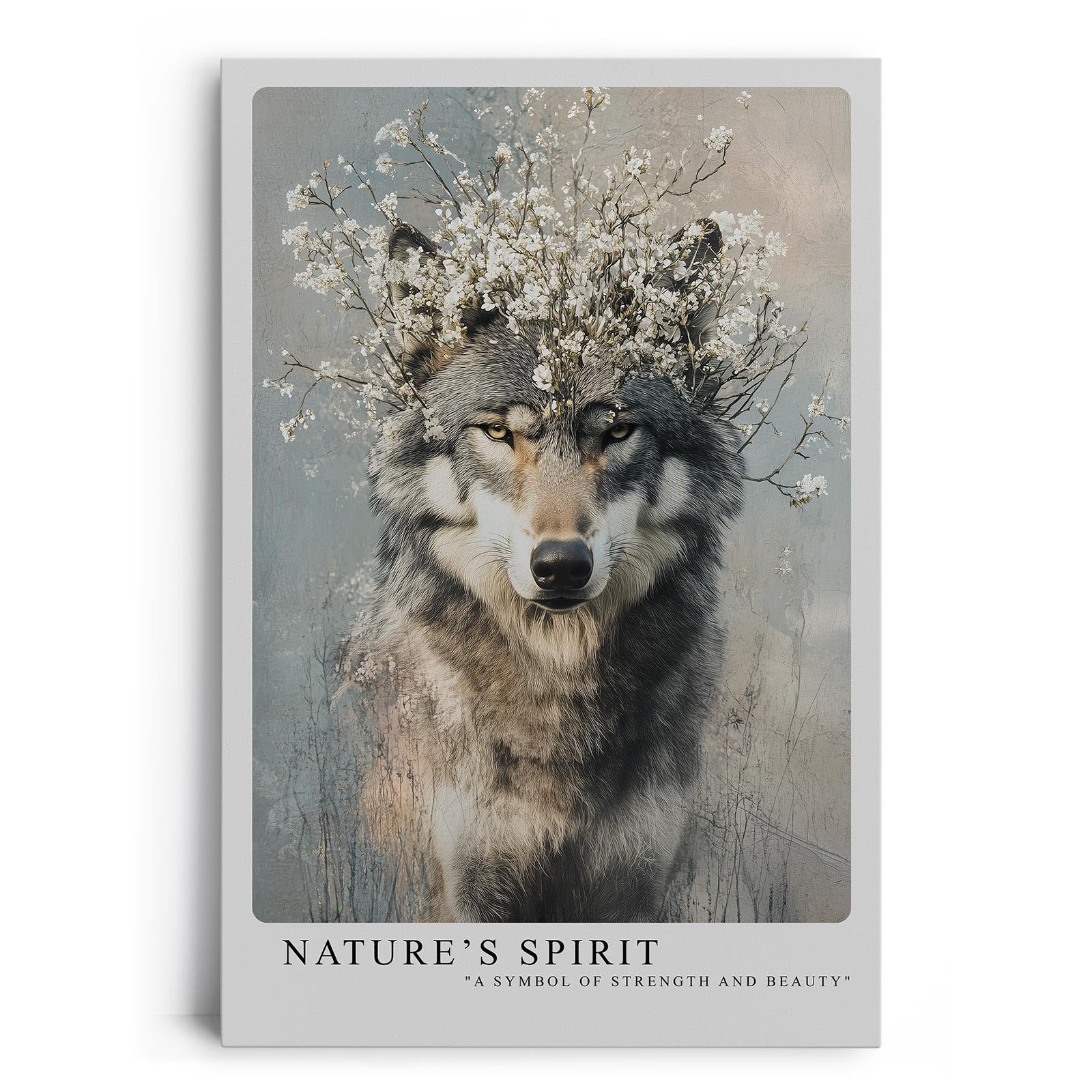 Paul Sinus Leinwandbild 40x60cm Blühender Wolf mystisch kraftvoll elegant Naturverbundenheit surreal kunstvolle Wandkunst harmonisch faszinierend