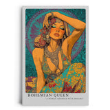 Paul Sinus Leinwandbild 40x60cm Bohemian Queen in farbenprächtigem Ethno-Stil mit kunstvollen Ornamenten – ausdrucksstarkes Leinwandbild