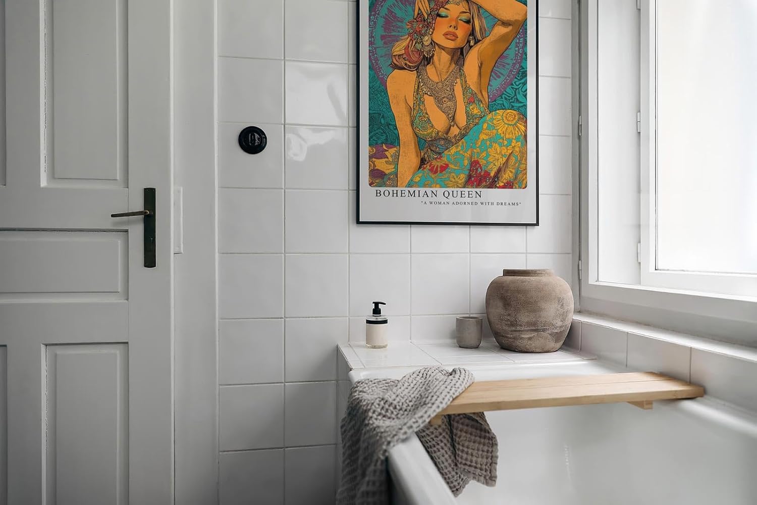 Paul Sinus Leinwandbild 40x60cm Bohemian Queen in farbenprächtigem Ethno-Stil mit kunstvollen Ornamenten – ausdrucksstarkes Leinwandbild