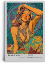 Paul Sinus Leinwandbild 40x60cm Bohemian Queen in farbenprächtigem Ethno-Stil mit kunstvollen Ornamenten – ausdrucksstarkes Leinwandbild