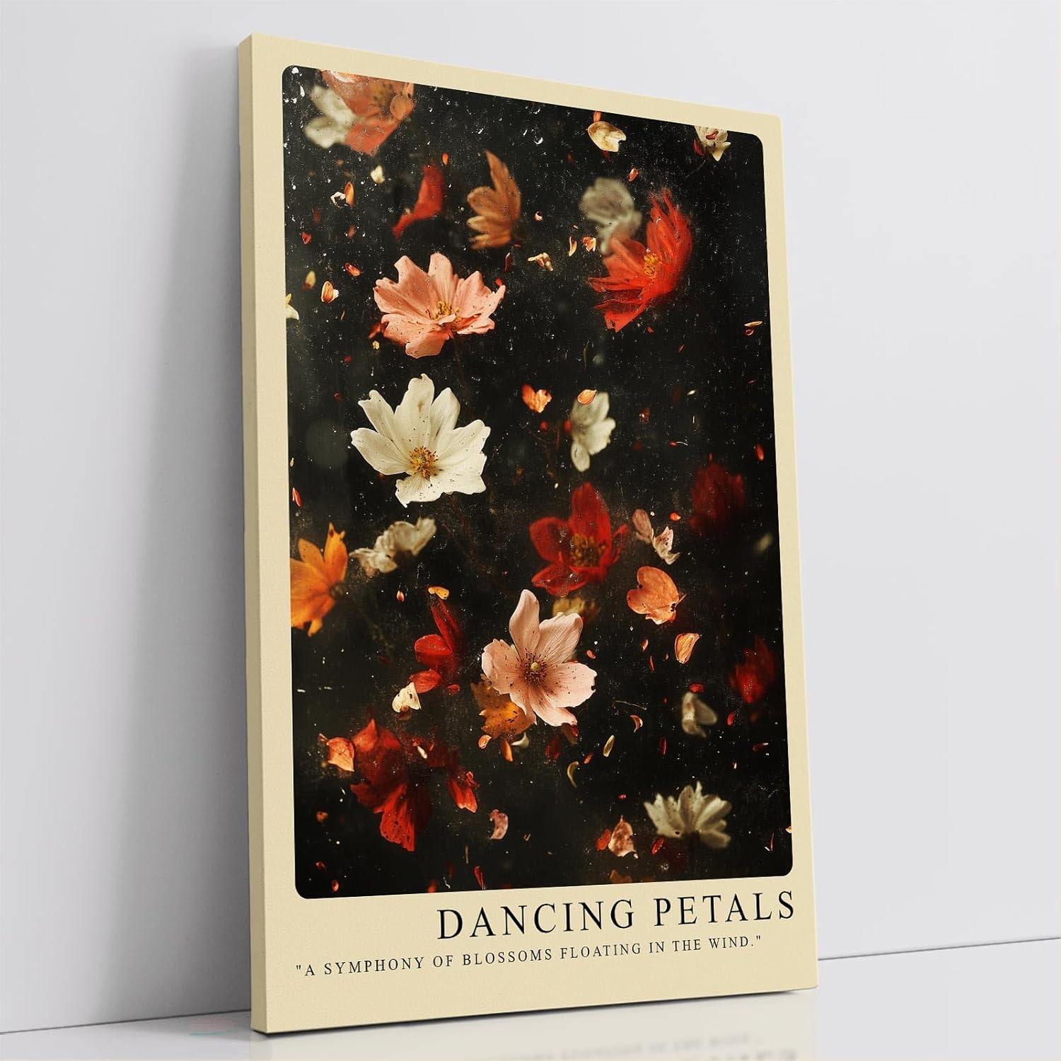 Paul Sinus Leinwandbild 60x90cm Dancing Petals Leinwandbild schwebende Blütenblätter in warmen Farben poetische Naturkunst mit magischer Leichtigkeit