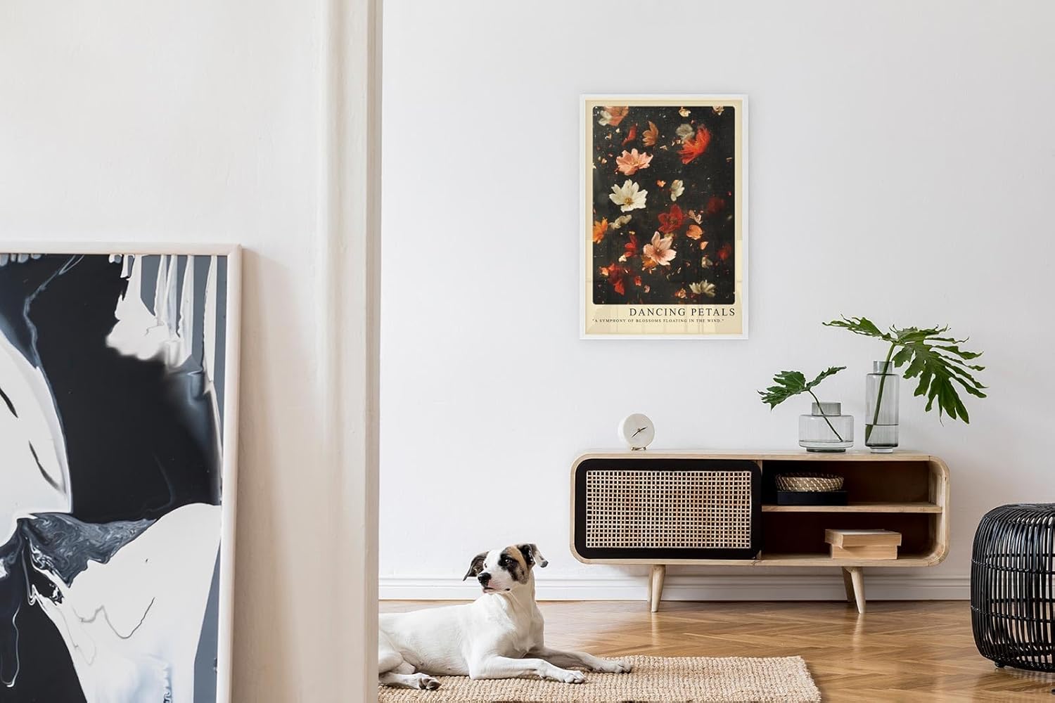 Paul Sinus Leinwandbild 60x90cm Dancing Petals Leinwandbild schwebende Blütenblätter in warmen Farben poetische Naturkunst mit magischer Leichtigkeit