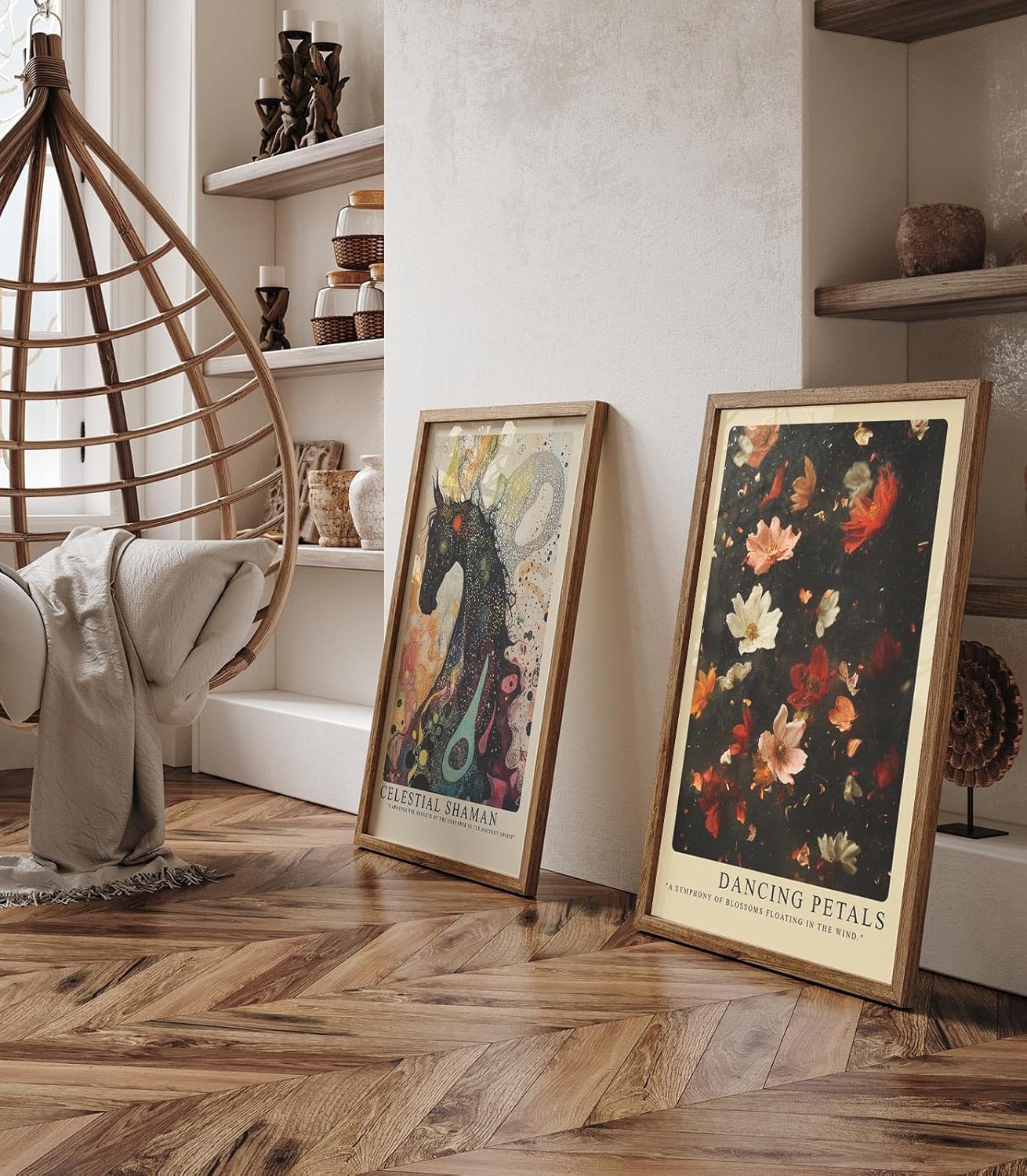 Paul Sinus Leinwandbild 60x90cm Dancing Petals Leinwandbild schwebende Blütenblätter in warmen Farben poetische Naturkunst mit magischer Leichtigkeit