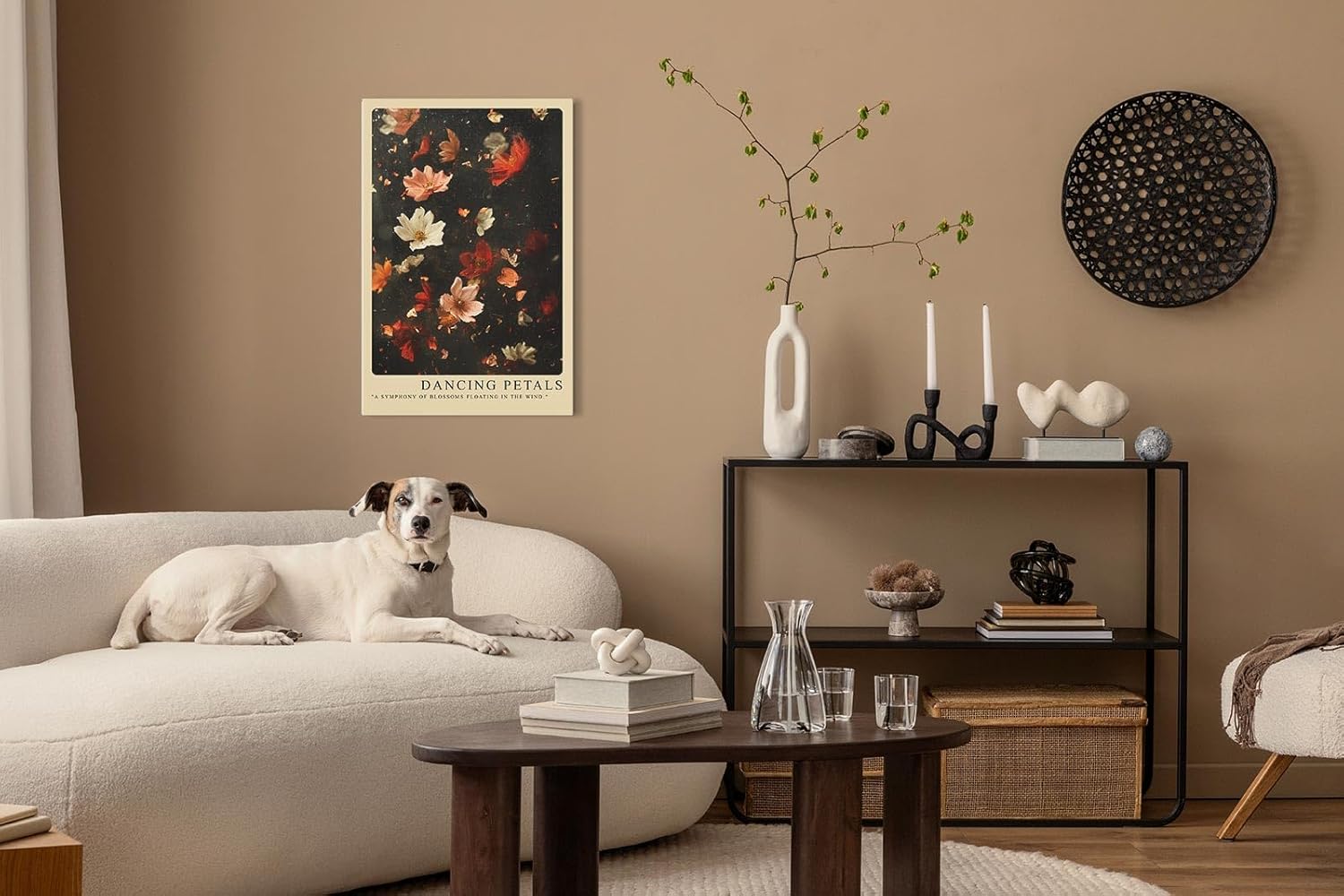 Paul Sinus Leinwandbild 60x90cm Dancing Petals Leinwandbild schwebende Blütenblätter in warmen Farben poetische Naturkunst mit magischer Leichtigkeit