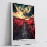 Paul Sinus Leinwandbild 40x60cm Der endlose Pfad – Dramatische Landschaft mit leuchtend roter Natur, bedrohlichem Himmel und mystischer Atmosphäre