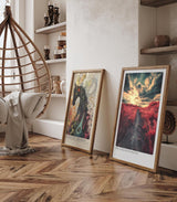 Paul Sinus Leinwandbild 40x60cm Der endlose Pfad – Dramatische Landschaft mit leuchtend roter Natur, bedrohlichem Himmel und mystischer Atmosphäre