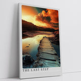 Paul Sinus Leinwandbild 40x60cm Der letzte Schritt – Dramatische Landschaft mit Holzsteg, spiegelndem Wasser und leuchtendem Himmel