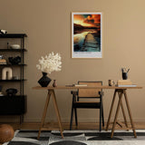 Paul Sinus Leinwandbild 40x60cm Der letzte Schritt – Dramatische Landschaft mit Holzsteg, spiegelndem Wasser und leuchtendem Himmel