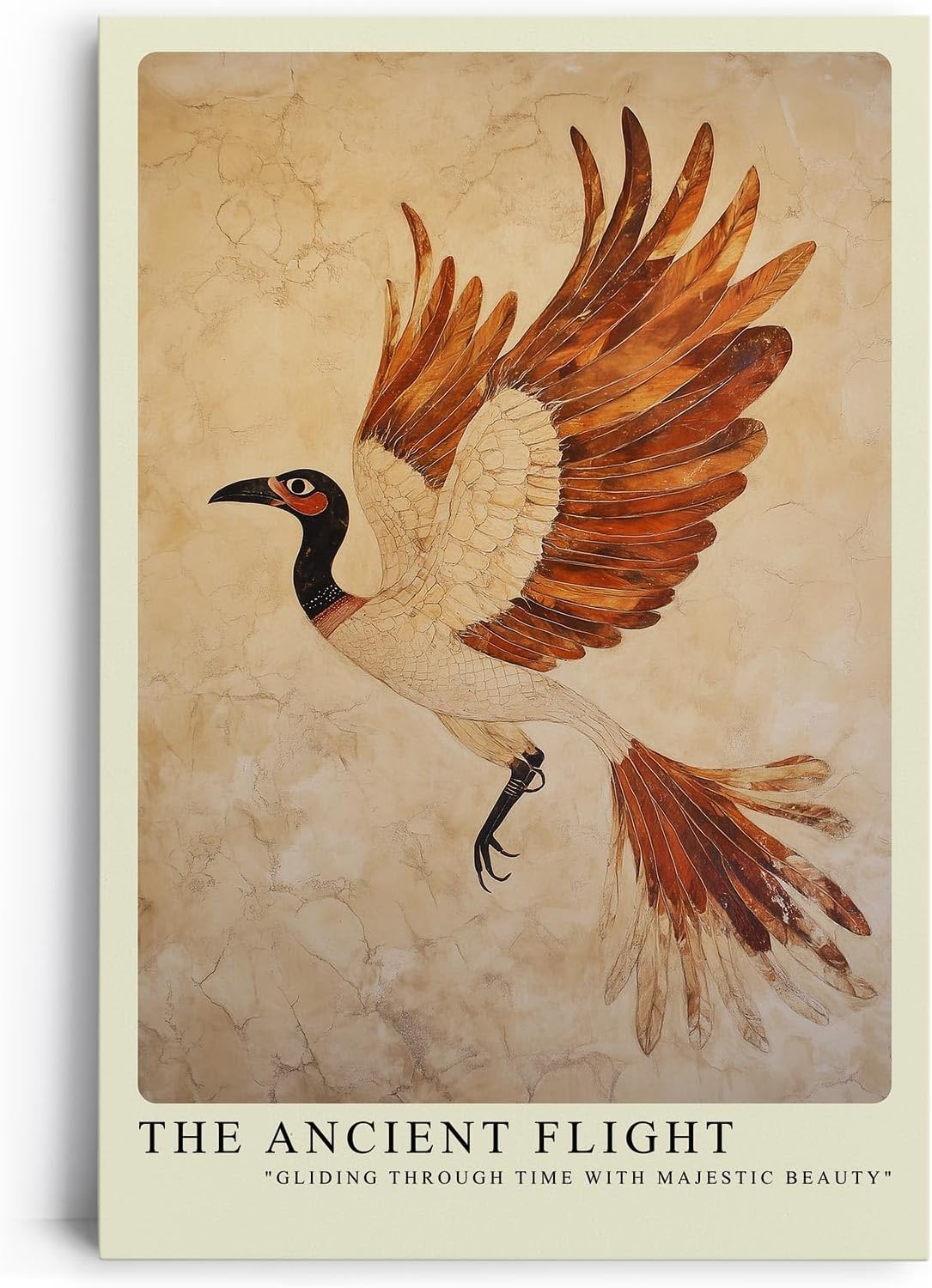 Paul Sinus Leinwandbild 60x90cm Der uralte Flug – Majestätischer Vogel in antiker Kunstoptik mit warmen Erdtönen und kunstvollen Strukturen
