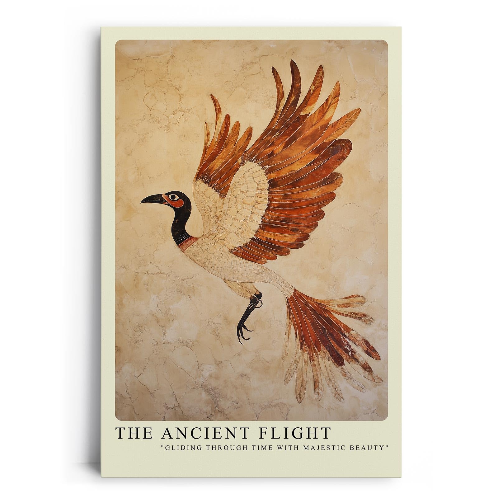 Paul Sinus Leinwandbild 60x90cm Der uralte Flug – Majestätischer Vogel in antiker Kunstoptik mit warmen Erdtönen und kunstvollen Strukturen