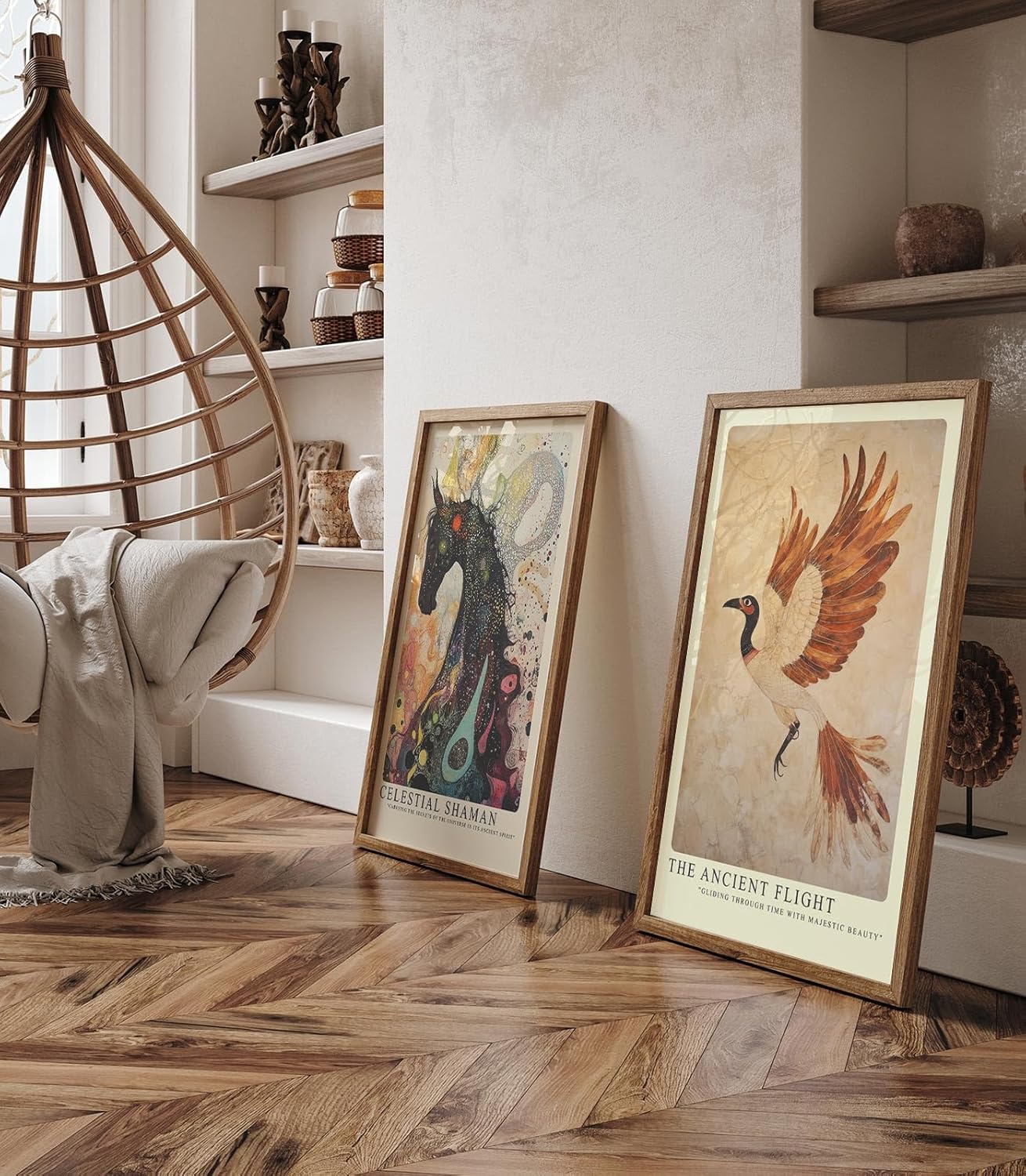 Paul Sinus Leinwandbild 60x90cm Der uralte Flug – Majestätischer Vogel in antiker Kunstoptik mit warmen Erdtönen und kunstvollen Strukturen