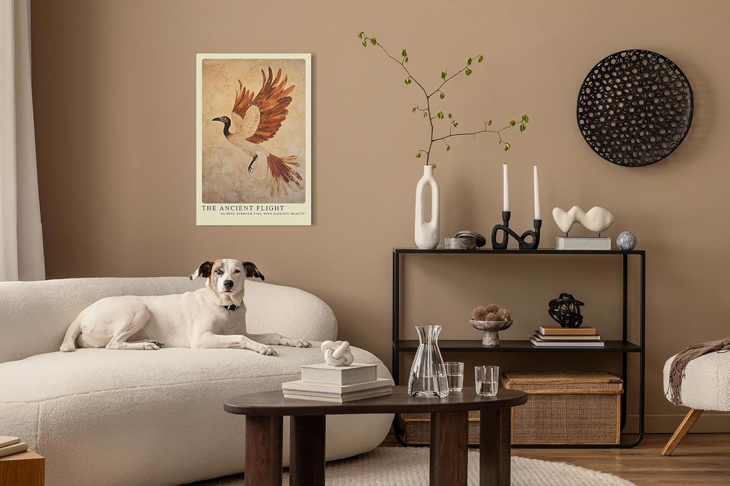 Paul Sinus Leinwandbild 60x90cm Der uralte Flug – Majestätischer Vogel in antiker Kunstoptik mit warmen Erdtönen und kunstvollen Strukturen