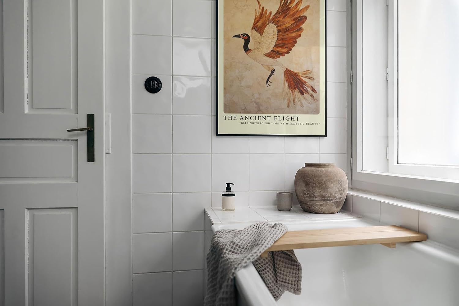 Paul Sinus Leinwandbild 60x90cm Der uralte Flug – Majestätischer Vogel in antiker Kunstoptik mit warmen Erdtönen und kunstvollen Strukturen