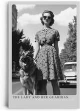 Paul Sinus Leinwandbild 60x90cm Die Dame und ihr Wächter – Stilvolles Schwarz-Weiß-Porträt einer eleganten Frau mit treuem Schäferhund