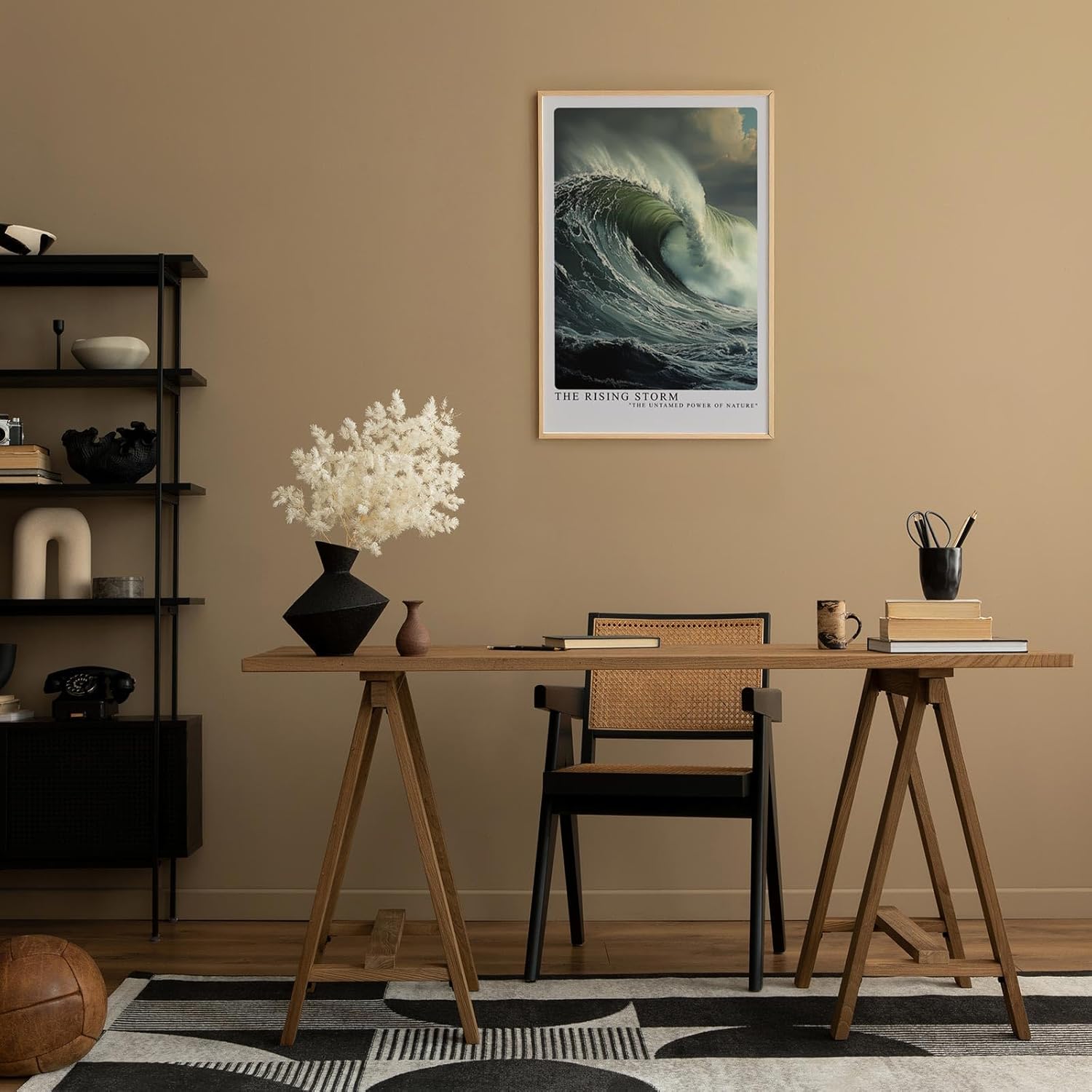 Paul Sinus Leinwandbild 40x60cm Die entfesselte Welle – Kraftvolle Meereswelle in dynamischer Bewegung mit dramatischem Himmel