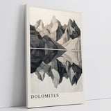 Paul Sinus Leinwandbild 40x60cm Dolomiten Eleganz – Grafische Berglandschaft in monochromer Präzision mit perfekter Spiegelung
