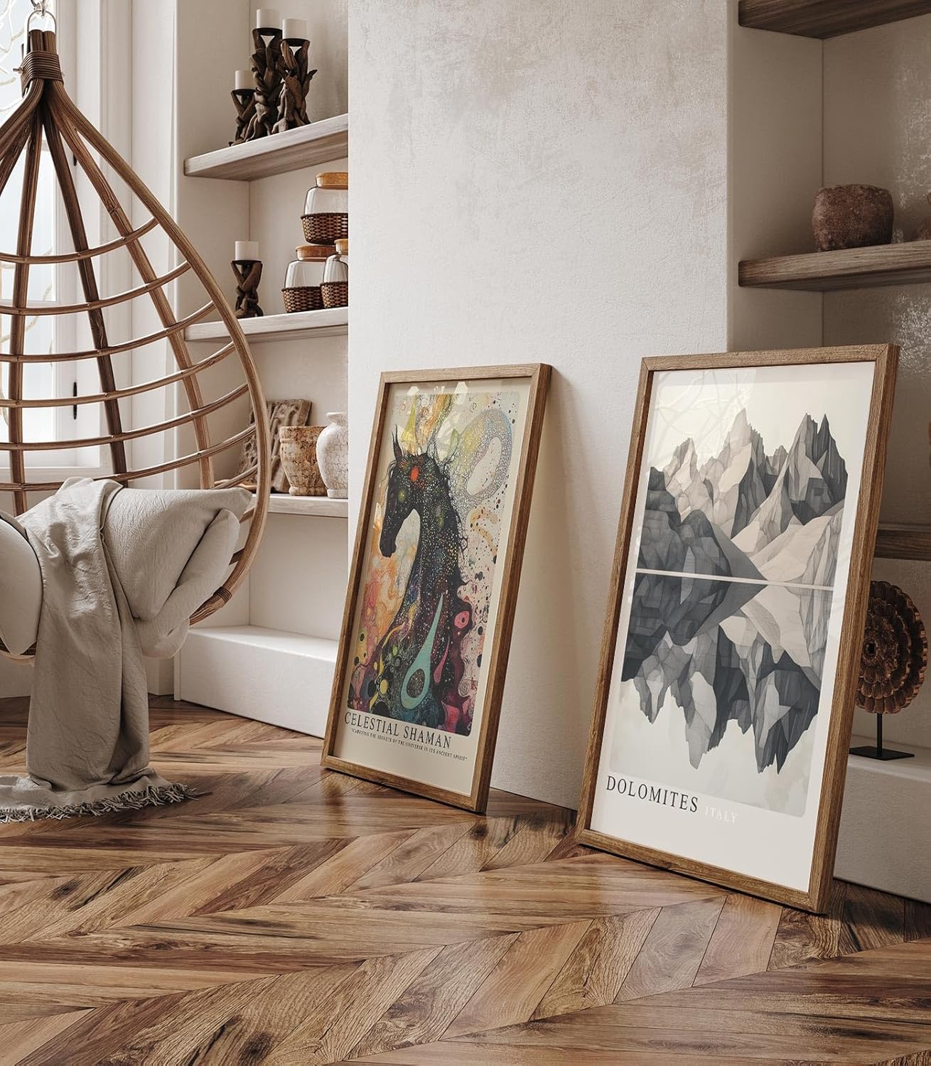 Paul Sinus Leinwandbild 40x60cm Dolomiten Eleganz – Grafische Berglandschaft in monochromer Präzision mit perfekter Spiegelung