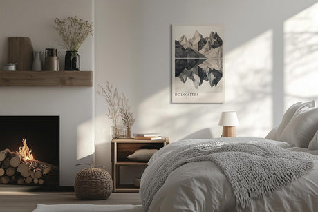 Paul Sinus Leinwandbild 40x60cm Dolomiten Eleganz – Grafische Berglandschaft in monochromer Präzision mit perfekter Spiegelung
