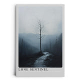 Paul Sinus Leinwandbild 60x90cm Einsamer Wächter – Mystische Landschaft mit kargem Baum, nebliger Atmosphäre und melancholischer Tiefe