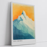 Paul Sinus Leinwandbild 60x90cm eisbedeckter Berggipfel in sanften Blau- und Goldtönen mit mystischer Lichtstimmung – kunstvolles Leinwandbild