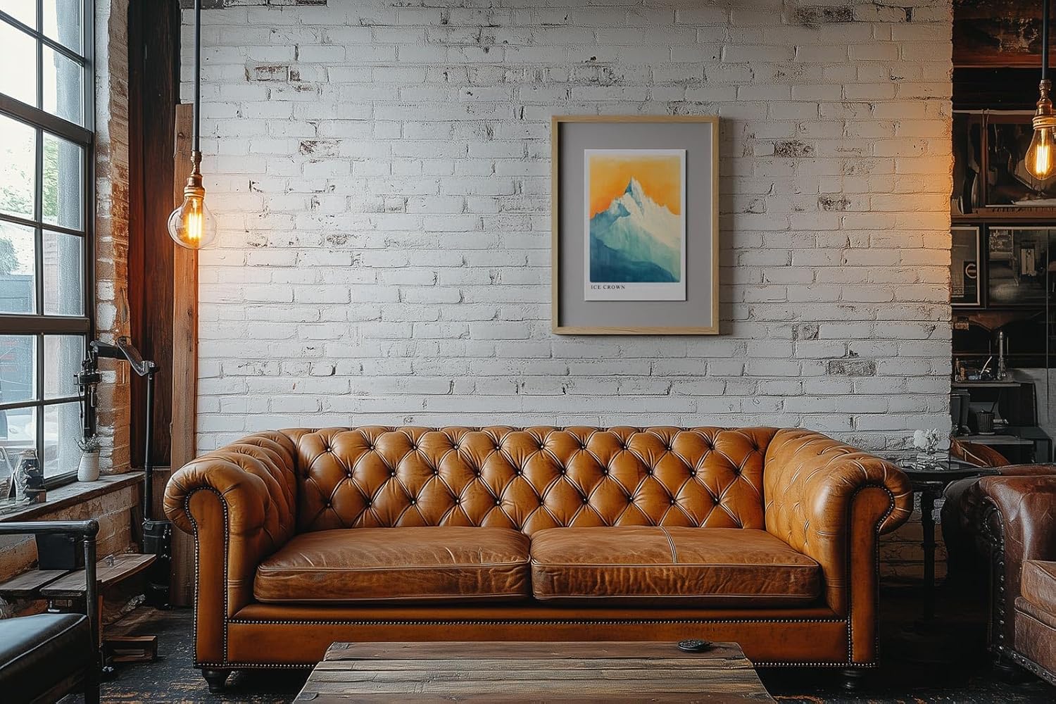 Paul Sinus Leinwandbild 60x90cm eisbedeckter Berggipfel in sanften Blau- und Goldtönen mit mystischer Lichtstimmung – kunstvolles Leinwandbild