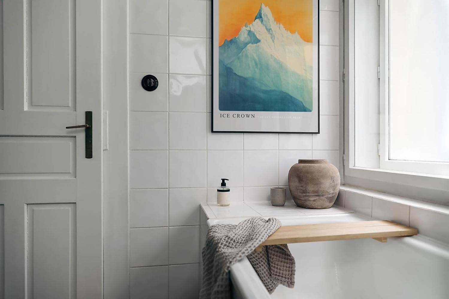 Paul Sinus Leinwandbild 60x90cm eisbedeckter Berggipfel in sanften Blau- und Goldtönen mit mystischer Lichtstimmung – kunstvolles Leinwandbild