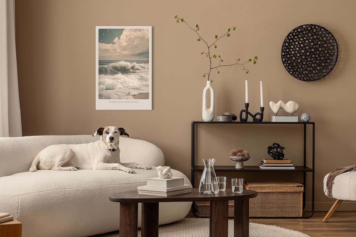 Paul Sinus Leinwandbild 80x120cm Endlose Bewegung – Sanfte Meereswellen am Strand mit verträumtem Himmel in nostalgischer Farbgebung