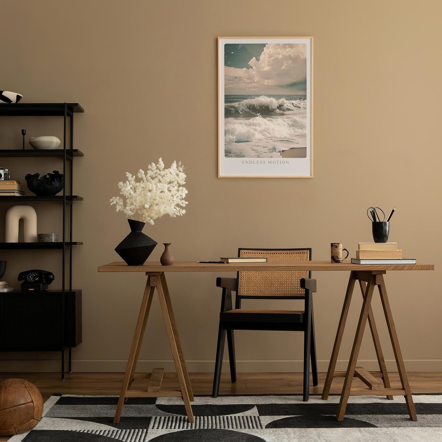 Paul Sinus Leinwandbild 80x120cm Endlose Bewegung – Sanfte Meereswellen am Strand mit verträumtem Himmel in nostalgischer Farbgebung