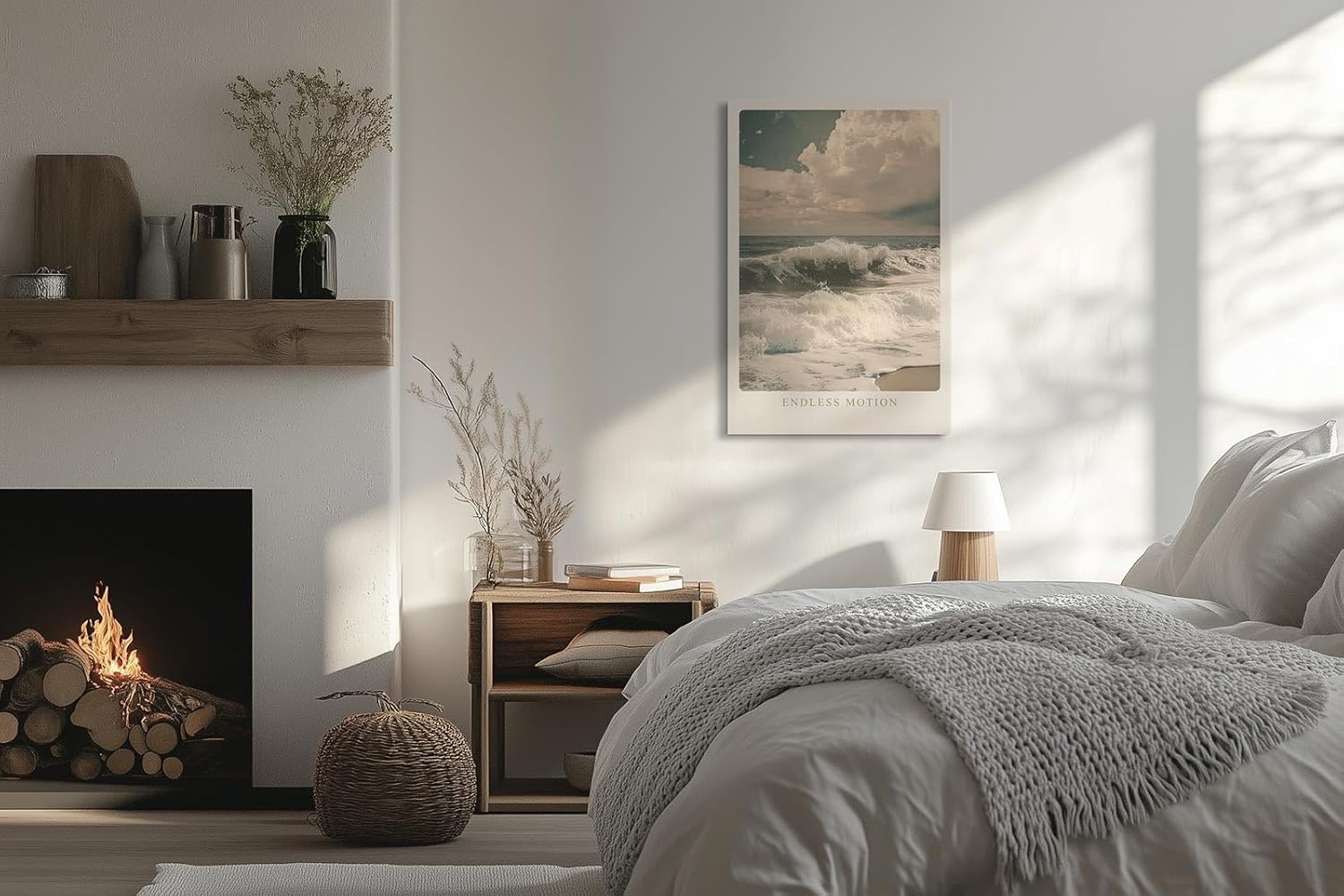 Paul Sinus Leinwandbild 80x120cm Endlose Bewegung – Sanfte Meereswellen am Strand mit verträumtem Himmel in nostalgischer Farbgebung