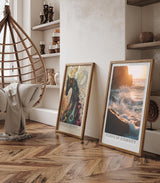 Paul Sinus Leinwandbild 60x90cm Ewige Klippen – Dramatische Meeresbrandung mit goldenen Lichtreflexen und kraftvoller Bewegung