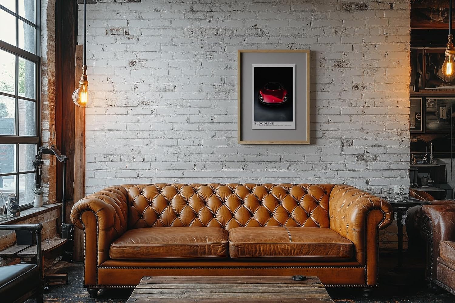 Paul Sinus Leinwandbild 40x60cm exklusiver roter Supersportwagen mit futuristischem Design und kraftvoller Eleganz vor dunklem Hintergrund