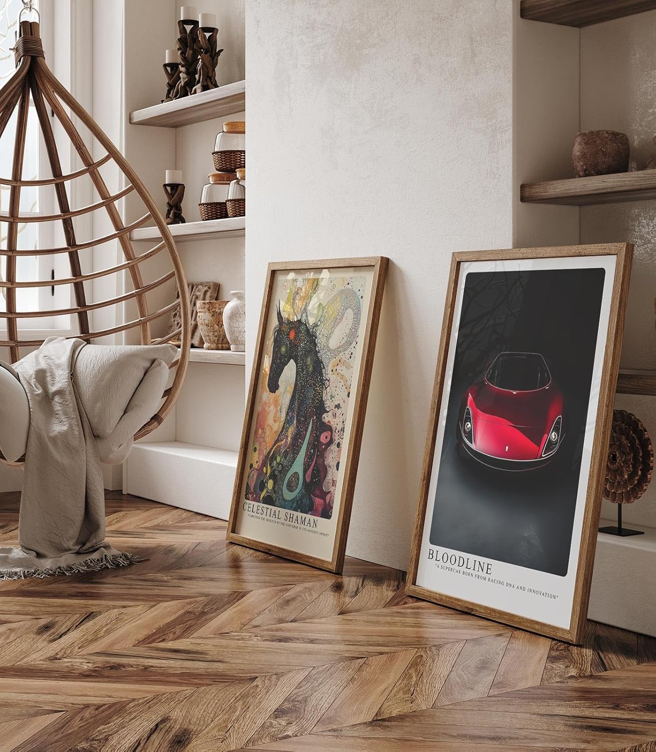 Paul Sinus Leinwandbild 40x60cm exklusiver roter Supersportwagen mit futuristischem Design und kraftvoller Eleganz vor dunklem Hintergrund