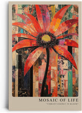 Paul Sinus Leinwandbild 40x60cm farbenfrohe Mosaikblume mit dynamischer Struktur und lebendiger Energie – kunstvolles Leinwandbild