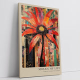 Paul Sinus Leinwandbild 40x60cm farbenfrohe Mosaikblume mit dynamischer Struktur und lebendiger Energie – kunstvolles Leinwandbild