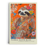 Paul Sinus Leinwandbild 80x120cm farbenfrohes Faultier-Porträt in floraler Harmonie mit lebendigen Blüten und tropischer Natur – kunstvolles Leinwandbild