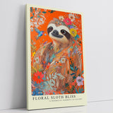 Paul Sinus Leinwandbild 80x120cm farbenfrohes Faultier-Porträt in floraler Harmonie mit lebendigen Blüten und tropischer Natur – kunstvolles Leinwandbild