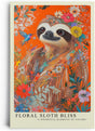 Paul Sinus Leinwandbild 80x120cm farbenfrohes Faultier-Porträt in floraler Harmonie mit lebendigen Blüten und tropischer Natur – kunstvolles Leinwandbild