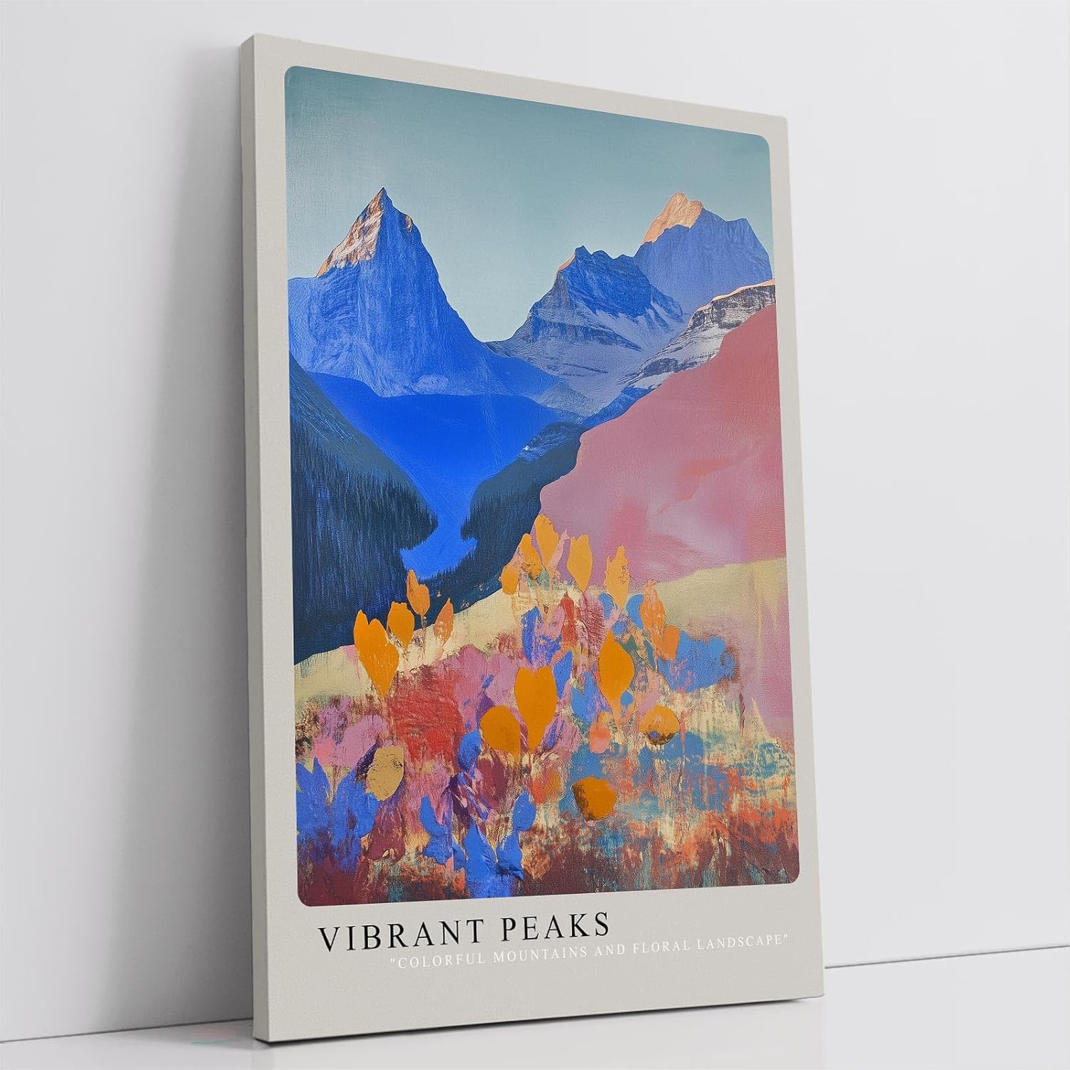 Paul Sinus Leinwandbild 80x120cm Farbige Berglandschaft lebendig modern abstrakt kunstvolle Wandkunst harmonische Farben faszinierende Natur imposant