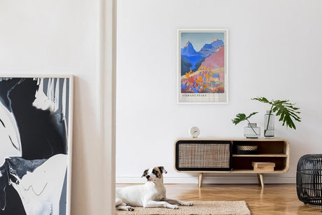 Paul Sinus Leinwandbild 80x120cm Farbige Berglandschaft lebendig modern abstrakt kunstvolle Wandkunst harmonische Farben faszinierende Natur imposant
